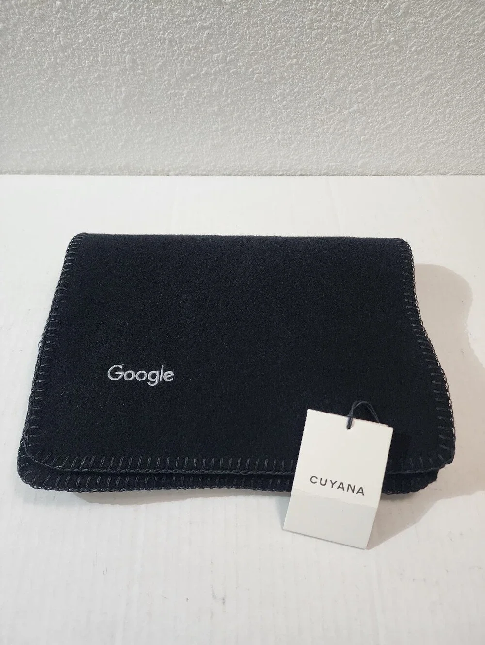 Cuyana Google Wool Soft Scarf Black 100% Recycled Wool Logo NWT